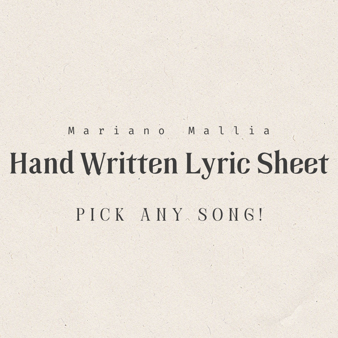 Hand Written Lyric Sheet